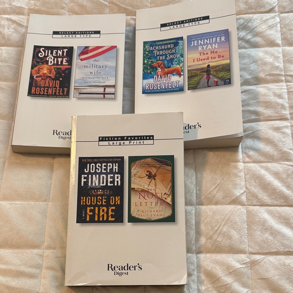Reader Digest Large Print Paperback Books - Lot of 3. Two Stories in each book